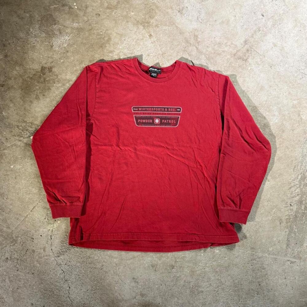 Vintage Red Eddie Bauer Powder Patrol Graphic Long Sleeve Shirt
